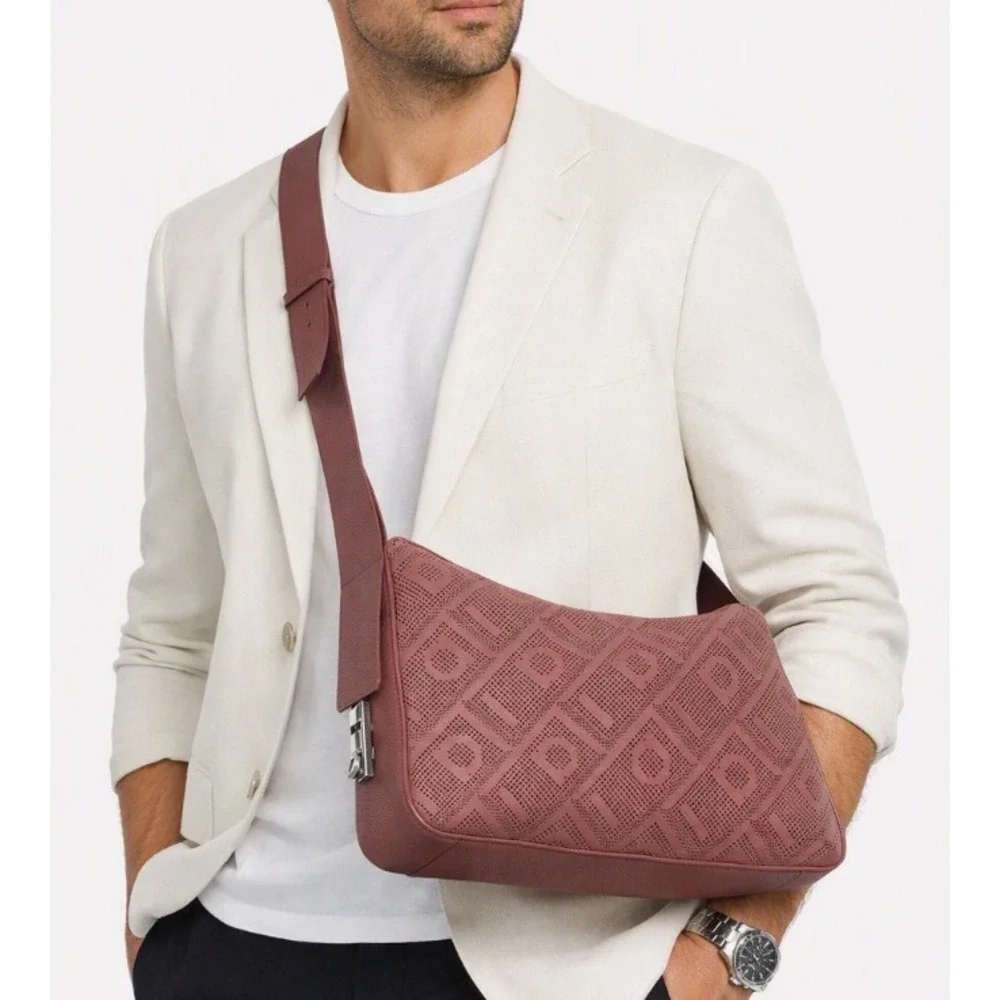Ferragamo Perforated Gancini Leather Hobo Bag Terracotta Orange